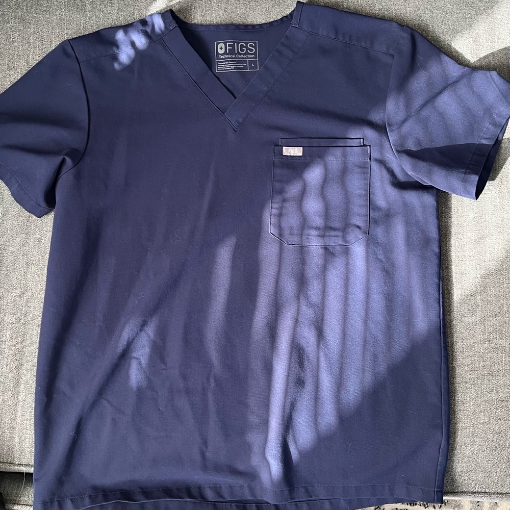 Figs Navy Blue Scrub Top